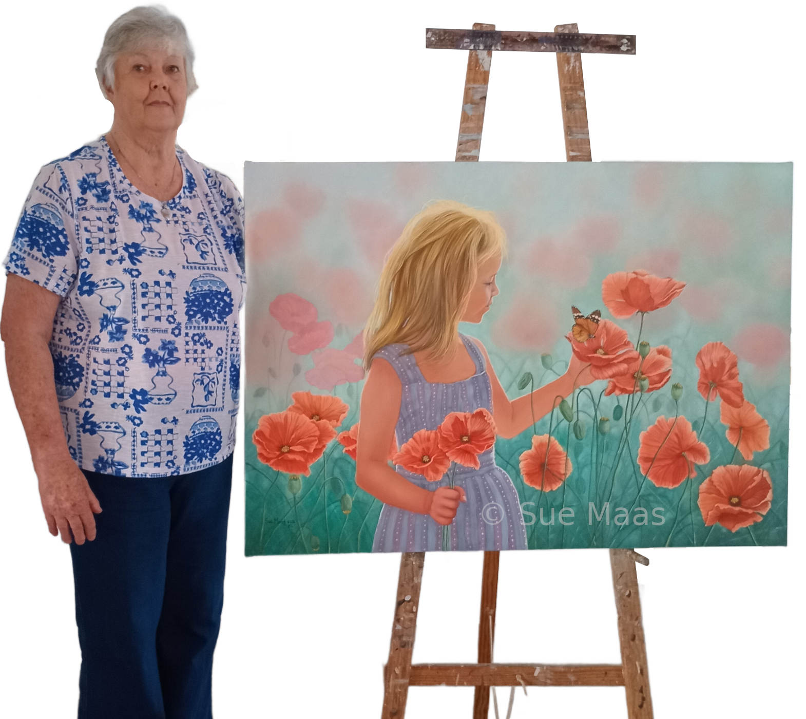 Photo of Sue Maas with her 'Hope' Painting